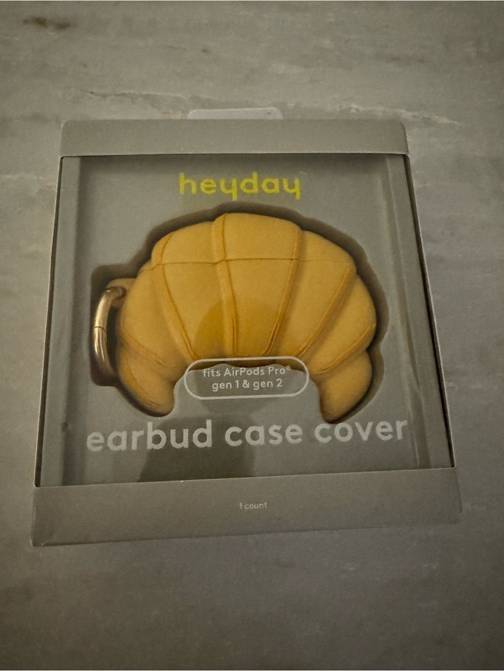heyday Yellow Croissant-Shaped Earbud Case Cover with Keyring